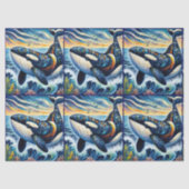 Whimsical Orca Whale Beach Coastal Decoupage Tissuepapier (Voorkant)