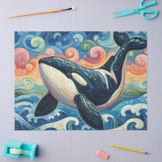 Whimsical Orca Whale Beach Kustontkoppeling Tissuepapier (Craft)