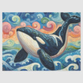 Whimsical Orca Whale Beach Kustontkoppeling Tissuepapier (Voorkant)