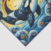 Whimsical Orca Whale Beach Kustontkoppeling Tissuepapier (Detail)