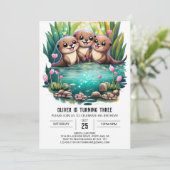 Whimsical Otter Invitation Anniversaire (Debout devant)