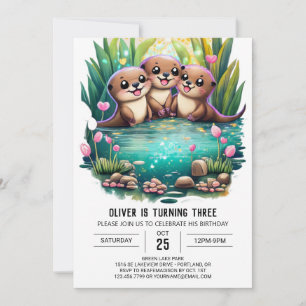 Whimsical Otter Invitation Anniversaire