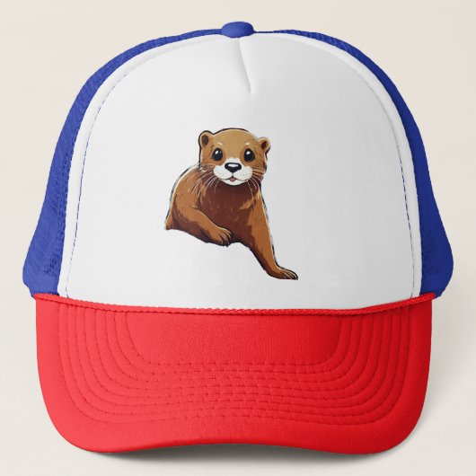 Whimsical Otter Rainbow Slide Trucker Pet (Voorkant)