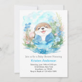 Whimsical Otter Waterverf Boy Baby shower Kaart (Voorkant)