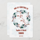 Whimsical Our First KerstWinter Wreate Feestdagenkaart (Voorkant / Achterkant)