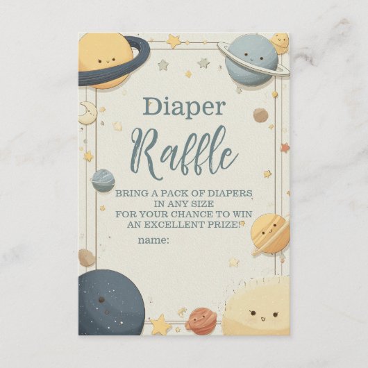 Whimsical Outer Space Baby shower Diapper Raffle Informatiekaartje (Voorkant)