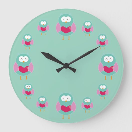 Whimsical Owl Art Clock Grote Klok (Voorkant)