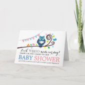 Whimsical Owl Baby shower Dank u Bedankkaart (Voorkant)