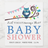 Whimsical Owl Baby shower Wijn Etiket (Enkel label)