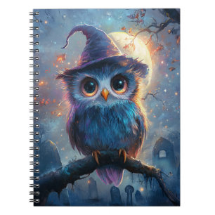 Whimsical Owl in het Pet van de heks met volle maa Notitieboek