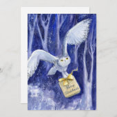 Whimsical Owl Kerstblauw-violet waterverf (Voorkant / Achterkant)
