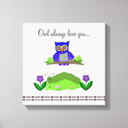Whimsical Owl met Gezegde Canvas Afdruk (Voorkant)