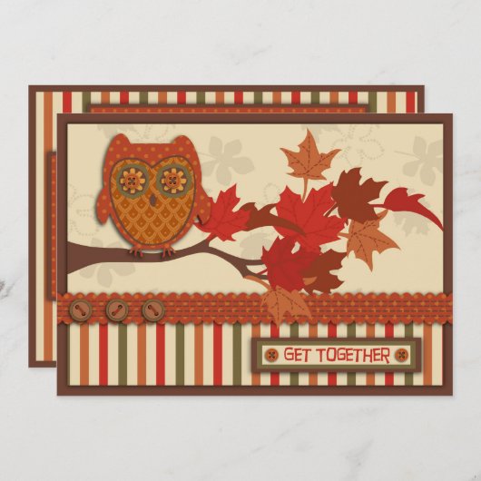 Whimsical Owl on Branch Thanksgiving Kaart (Voorkant / Achterkant)