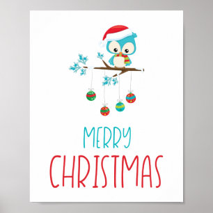 Whimsical Owl Ornament Branch Poster