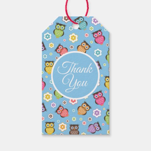 Whimsical Owl Patroon Cadeaulabel (Voorkant)