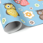Whimsical Owl Patroon Cadeaupapier (Rol Hoek)