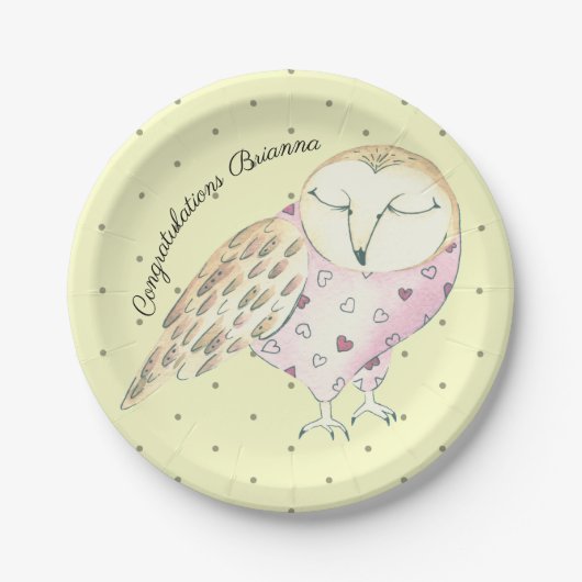 Whimsical Owl Personalized Papieren Bordje (Voorkant)