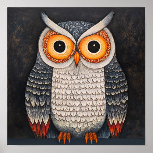 Whimsical Owl Square Print