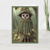 Whimsical Owl Wizard Long Legs Schattige Vreemd Di Feestdagen Kaart (Voorkant)