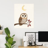 Whimsical Owl Woodland Nursery Poster (Thuiskantoor)