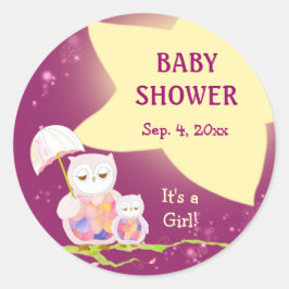 Whimsical Owls Baby shower Favor Ronde Sticker
