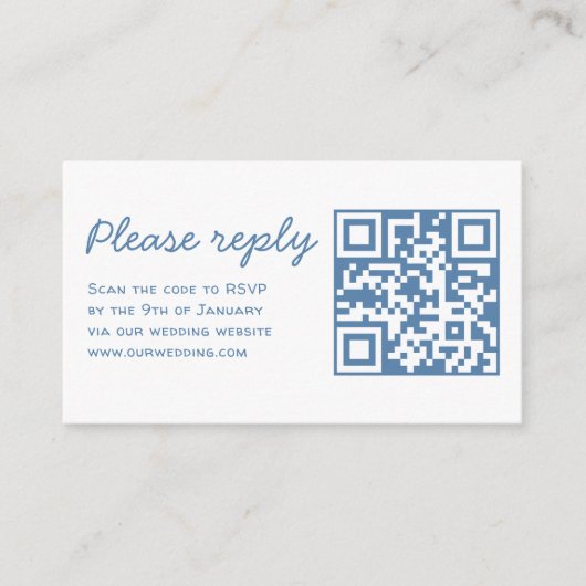 Whimsical paar ringen Doodle RSVP QR Code Huwelijk Informatiekaartje (Voorkant)