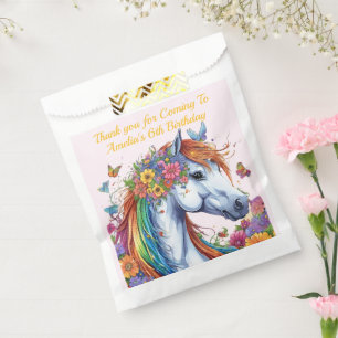 Whimsical Paard Regenboog Bloemen Ruitersport Verj Bedankzakje