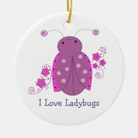 Whimsical Paars Ladybug Keramisch Ornament (Voorkant)