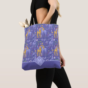 Whimsical Paarse Blauwgroen Gele Giraffes Gift Draagtas
