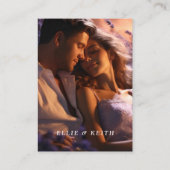 Whimsical Paarse Bloemen QR code Foto bruiloft Informatiekaartje (Achterkant)