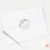 Whimsical Paarse bloemenromantische bruiloft dank  Ronde Sticker (Envelop)