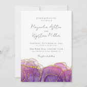 Whimsical Paarse Gold All in One Wedding Kaart (Voorkant)