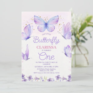 Whimsical Paarse Onze Kleine Vlinder 1e Verjaardag Kaart