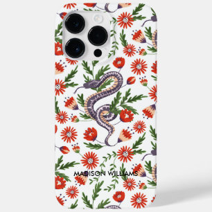 Whimsical Paarse Snake & Botanical – gepersonalise Case-Mate iPhone 14 Pro Max Hoesje