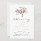 Whimsical Paarse Tree Baby Blessing Kaart (Voorkant)
