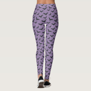 Whimsical Paarse vleermuis Patroon Halloween Leggi Leggings