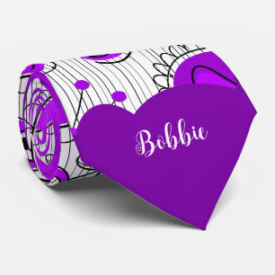 Whimsical paarse witte harten bloemen bloemige naa stropdas