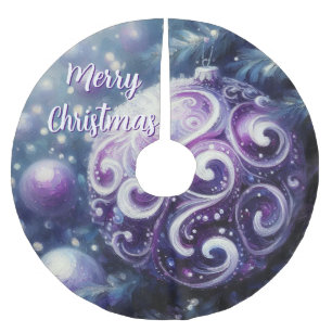 Whimsical Paarse witte Ornament wervelingen Seizoe Kerstboom Rok