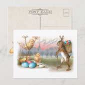 Whimsical PaasBunny, Chicken and Eggs Briefkaart (Voorkant / Achterkant)
