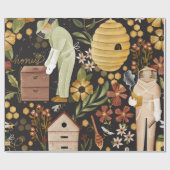 Whimsical Painted Bee Hives Beekeeper Honey Cadeaupapier (Vlak)