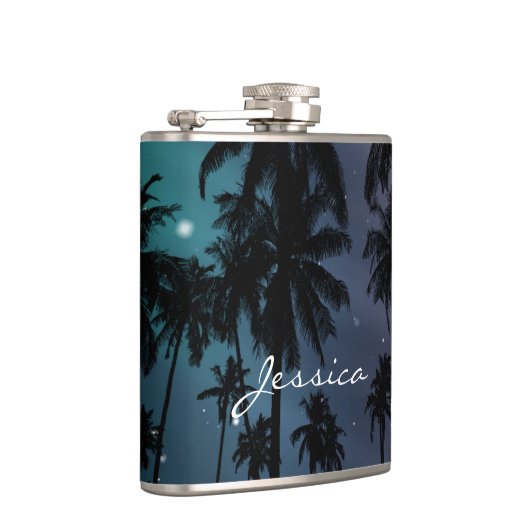 Whimsical Palm Trees and Starry Night Personalised Heupfles (Rechts)