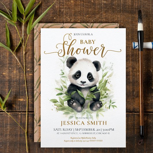 Whimsical Panda Baby shower Invitation Kaart