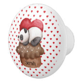 Whimsical Panda Beer op een cupcake monogram Keramische Knop (Rechts)