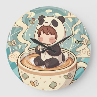 Whimsical Panda Coffee Decorative Wall Clock Grote Klok