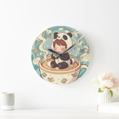 Whimsical Panda Coffee Decorative Wall Clock Grote Klok (Huis)