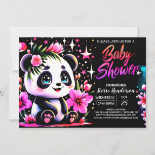 Whimsical Panda Enchantment Meisje Baby shower Kaart