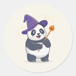 Whimsical Panda Wizard with Magic Hat Ronde Sticker