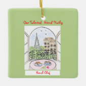 Whimsical Paris and Eiffel Tower French Chef Keramisch Ornament (Voorkant)