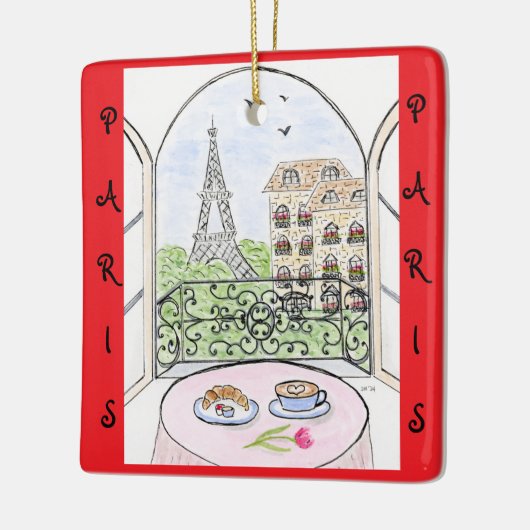 Whimsical Paris and Eiffel Tower French Keramisch Ornament (Links)