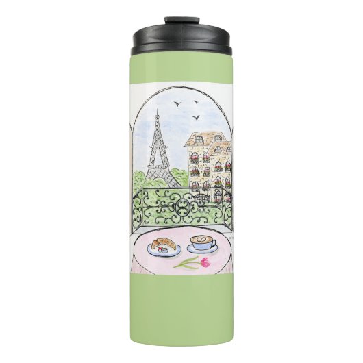 Whimsical Paris and Eiffel Tower Parley MAHJONG Thermosbeker (Voorkant)